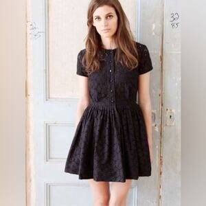 Duskin Women's Short Sleeve Black Eyelet Fit and Flare Mini Dress Size XS /Small
